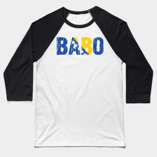 Babo Bosnian Dad Father Bosnia Flag Distressed Baseball T-Shirt